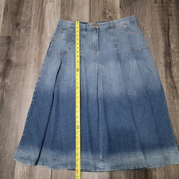 Soft Surroundings Denim Pleated Skirt - Picture 3 of 9